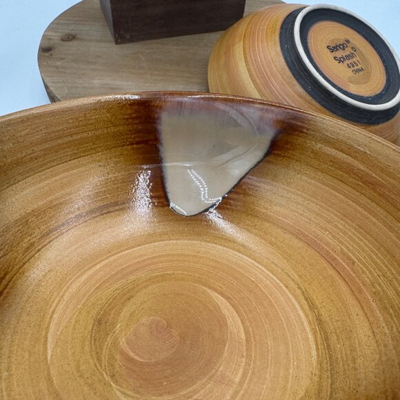 Vintage Sango Splash 4951 China Set of 4 Large Cereal / Pasta Bowls and a Servin - Picture 11 of 13